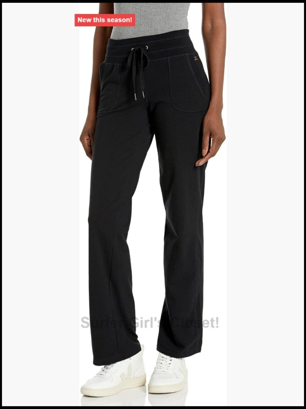 Cotton Blend Straight Leg Drawcord Athletic Pants with Pockets